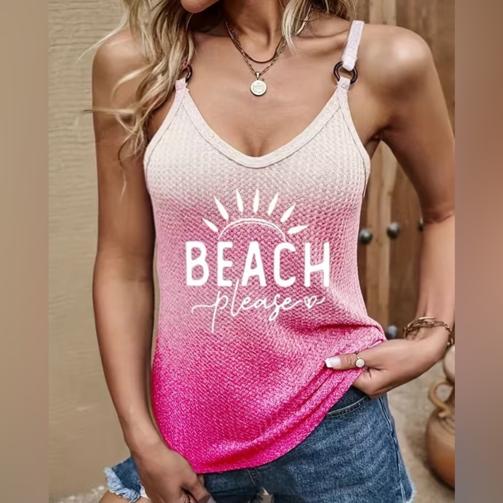 🌟🌟🌟Beach Please Graphic tank top - Picture 3 of 3